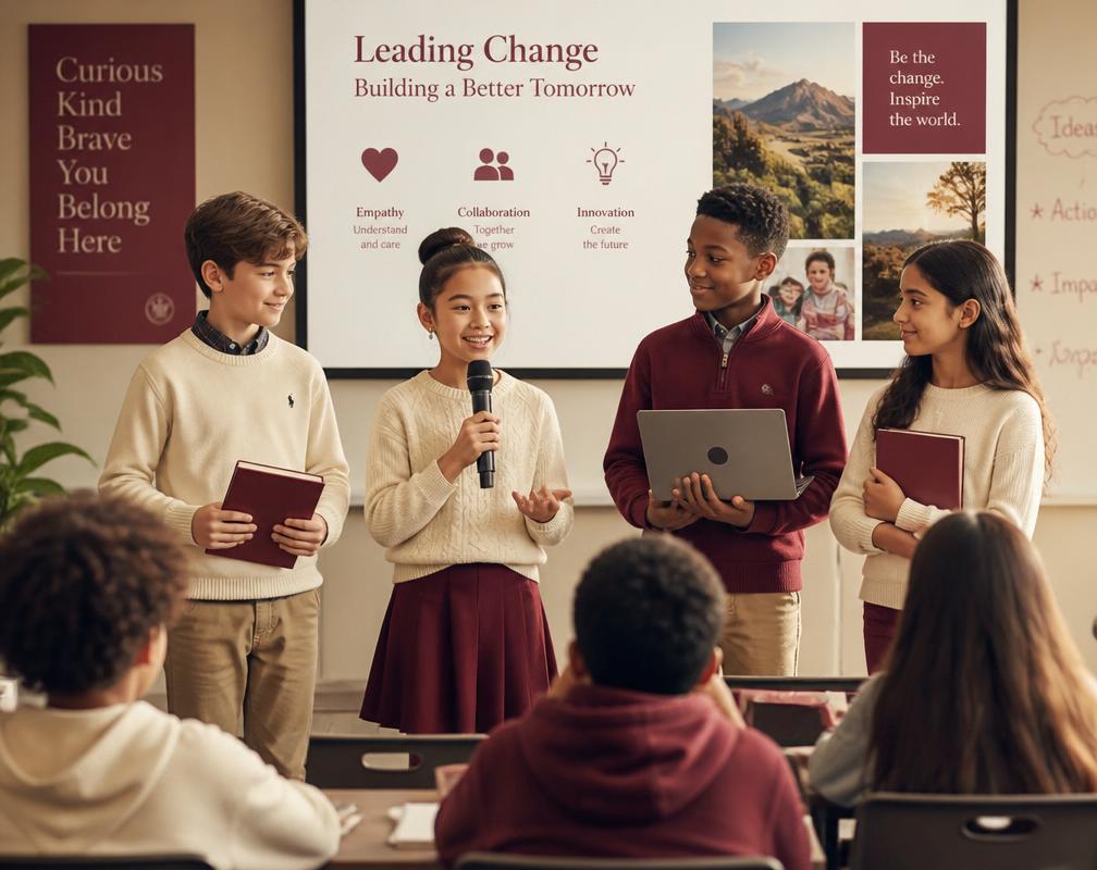 Students presenting in a live class